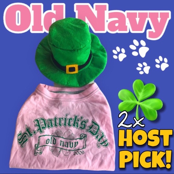 Old Navy Other - OLD NAVY ST. PADDY’S DAY DOG TEE & HAT *DOG OR CAT HALLOWEEN COSTUME *PINK
